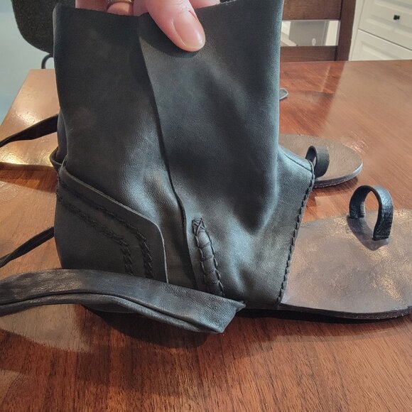 Free People Women's Black Delaney Leather Wrap Boot Sandals - Picture 8 of 9